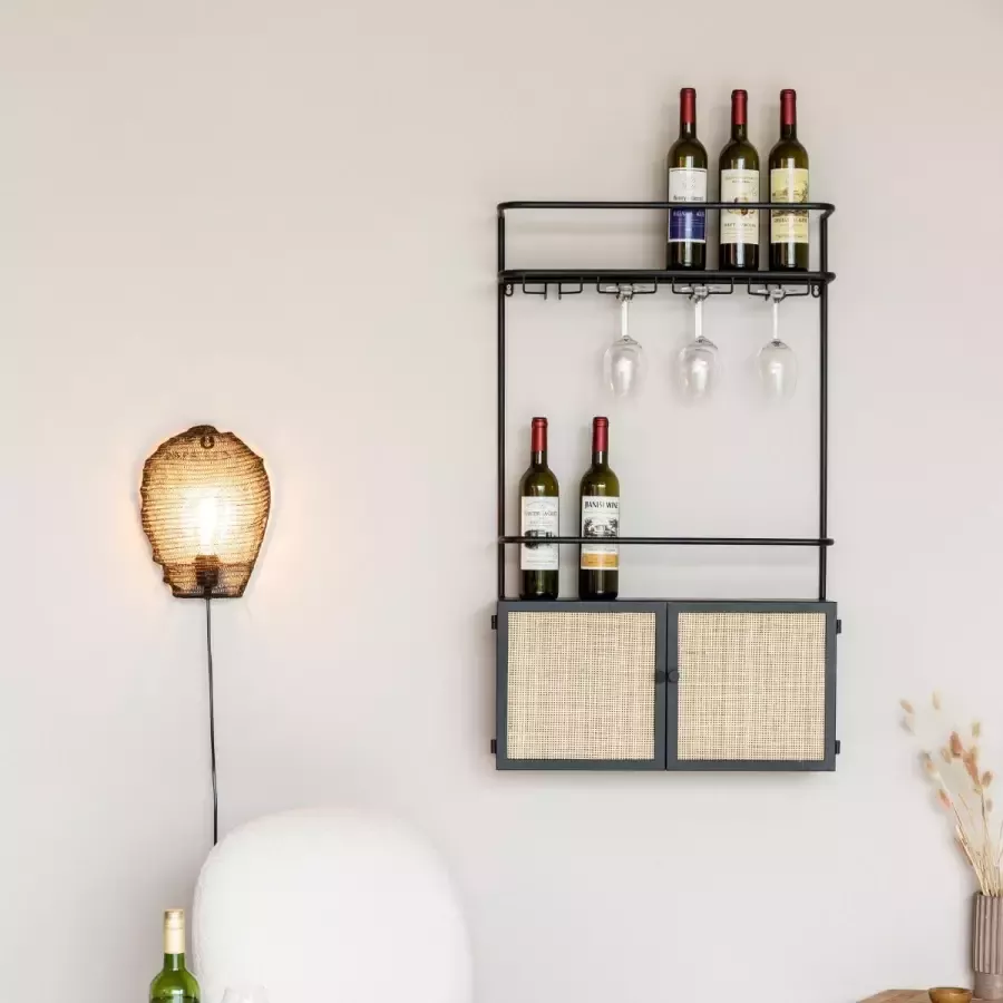 Puur Bjerka wijnrek MDF rattan - Foto 2