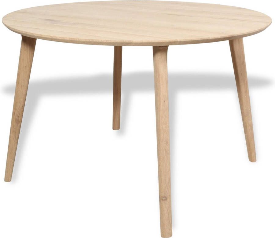 PUUR met hout Eiken ronde eettafel verjongd Ø120cm met eiken tafelpoten