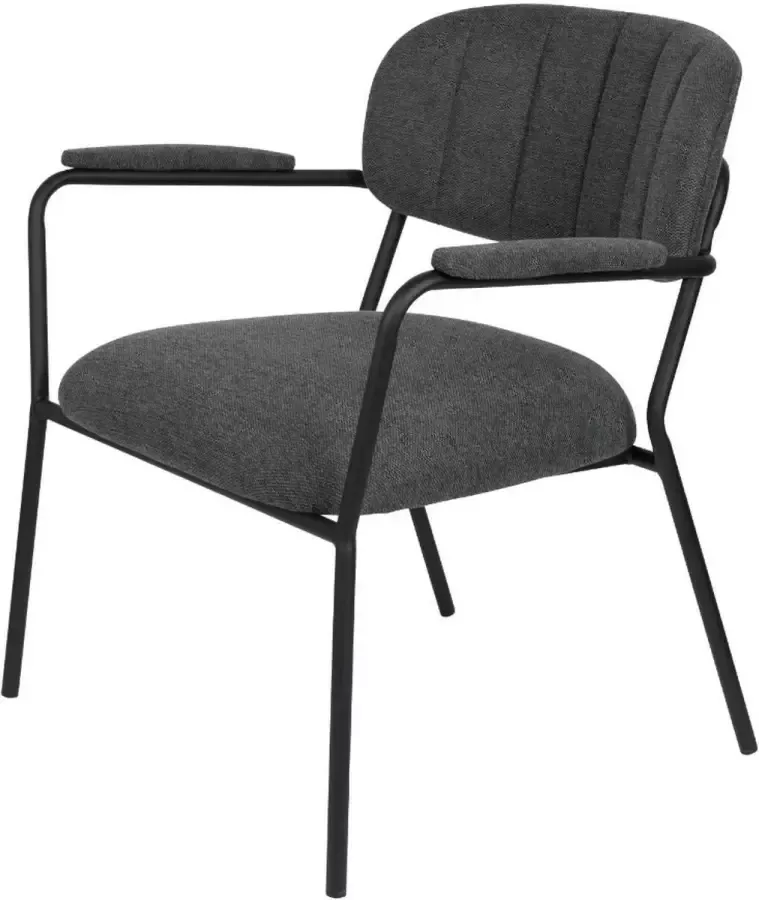 Puur Viken fauteuil met arm donkergrijs zwart (Set van 2)