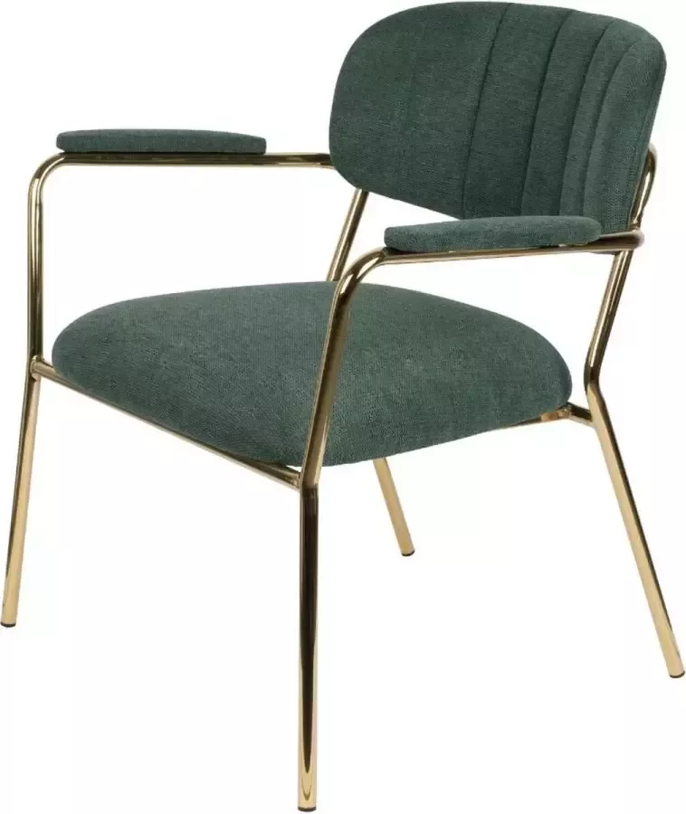 Puur Viken fauteuil met arm donkergroen goud
