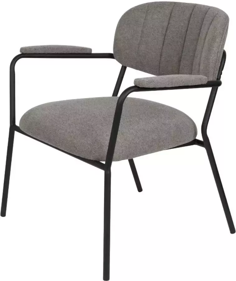 Puur Viken fauteuil met arm grijs zwart (Set van 2)