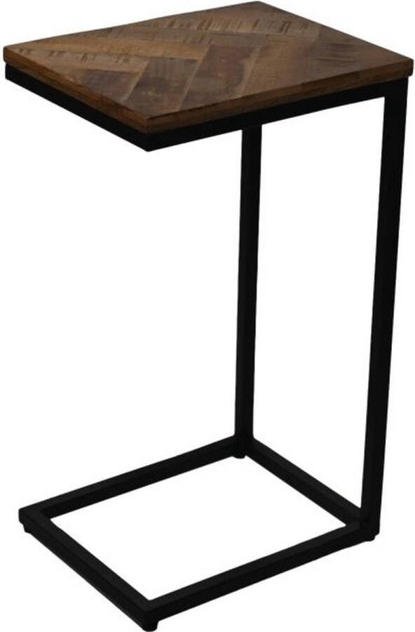 PS-Collection Amy Bijzettafel 30x38x65cm Bruin Zwart Hout Metaal bijzettafels bijzettafel buiten bijzet tafel bijzettafel metaal met hout bijzettafel vierkant bijzettafel rond bijzettafel industrieel
