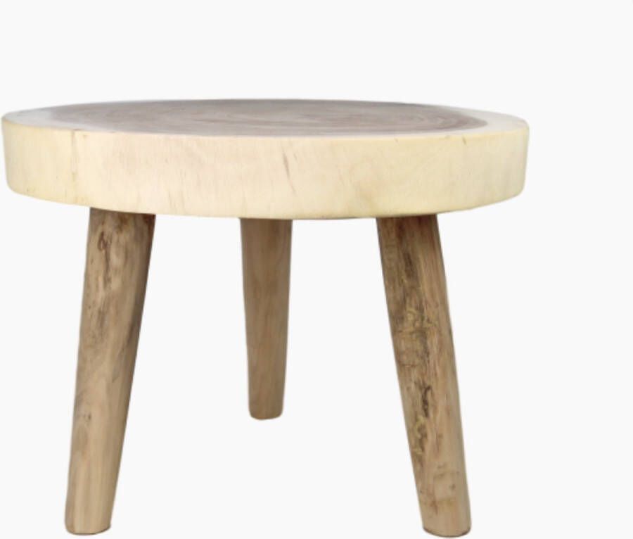 PS-Collection Bessie Bijzettafel -ø50cm Naturel Munggur bijzettafels bijzettafel buiten bijzet tafel bijzettafel metaal met hout bijzettafel vierkant bijzettafel rond bijzettafel industrieel