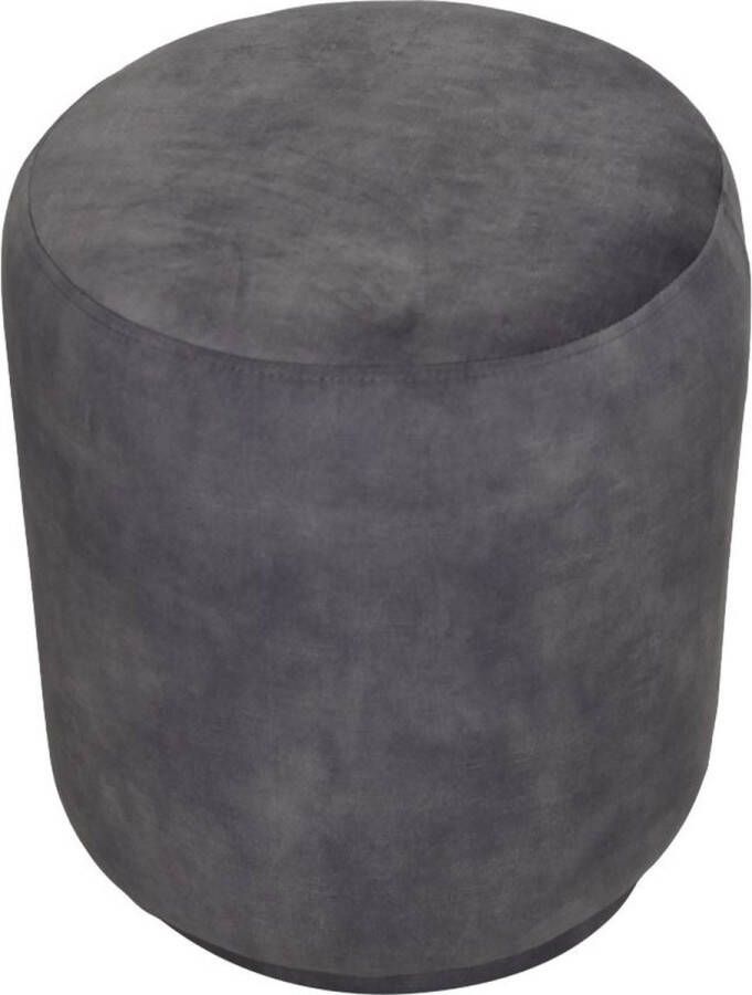 PS-Collection Bolton Poef 37x37x44 cm Grijs Velours poef rond velvet zitzak poef rond poef rond grijs poefs rond poef velvet