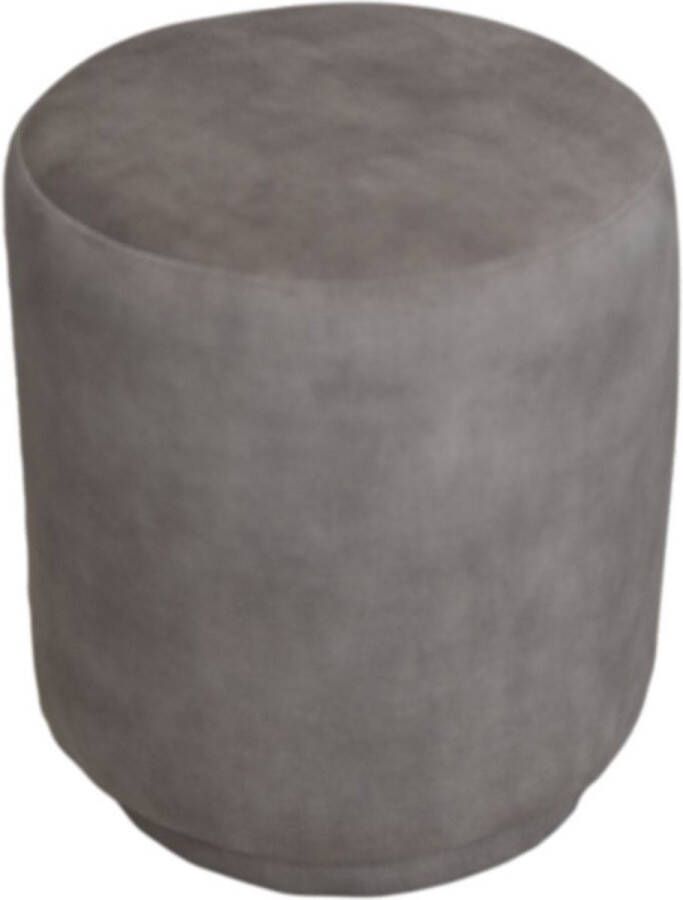 PS-Collection Bolton Poef 37x37x44 cm Lichtgrijs Velours poef rond velvet zitzak poef rond poef rond grijs poefs rond poef velvet