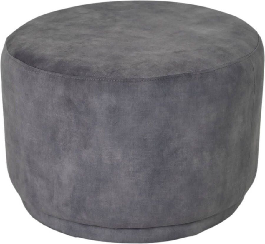 PS-Collection Bolton Poef 55x55x40 Lever Velours poef rond velvet zitzak poef rond poef rond grijs poefs rond poef velvet