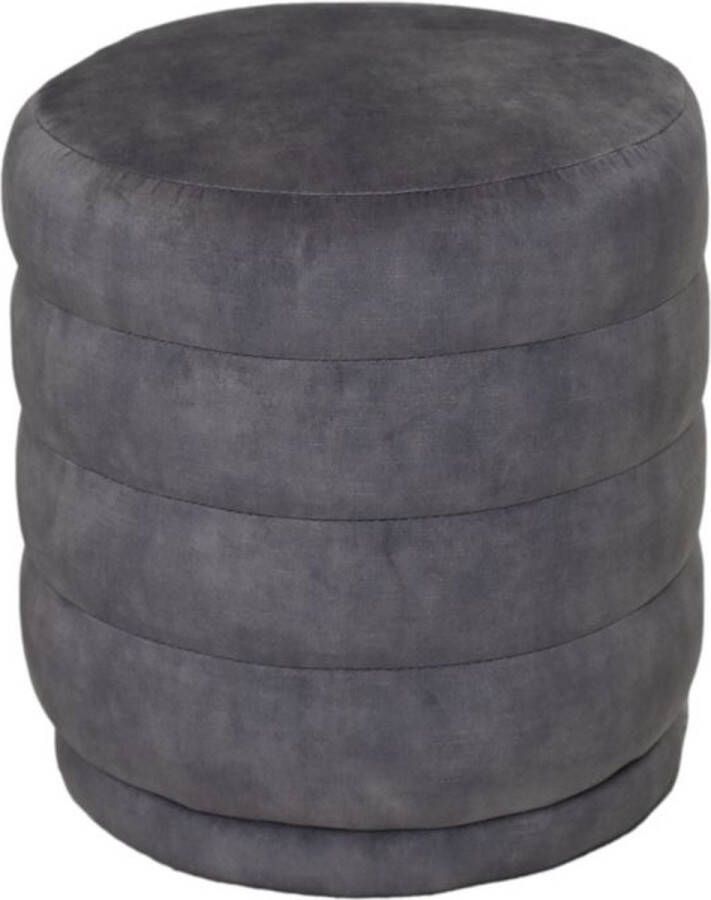PS-Collection Fletcher Poef 45x45x40 cm Grijs Velours poef rond velvet zitzak poef rond poef rond grijs poefs rond poef velvet
