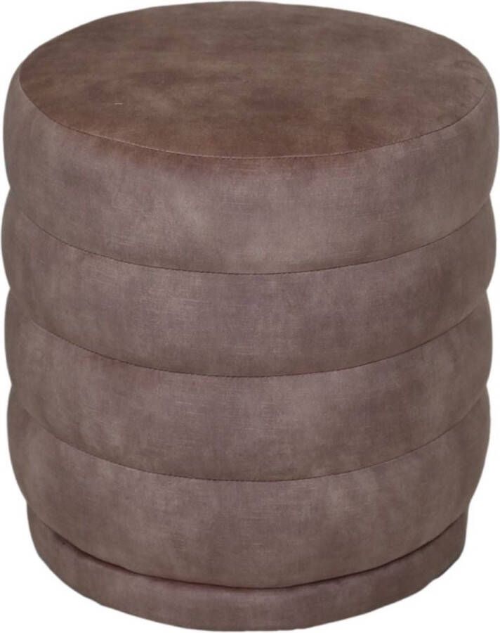 PS-Collection Fletcher Poef 45x45x40 cm Lever Velours poef rond velvet zitzak poef rond poef rond grijs poefs rond poef velvet