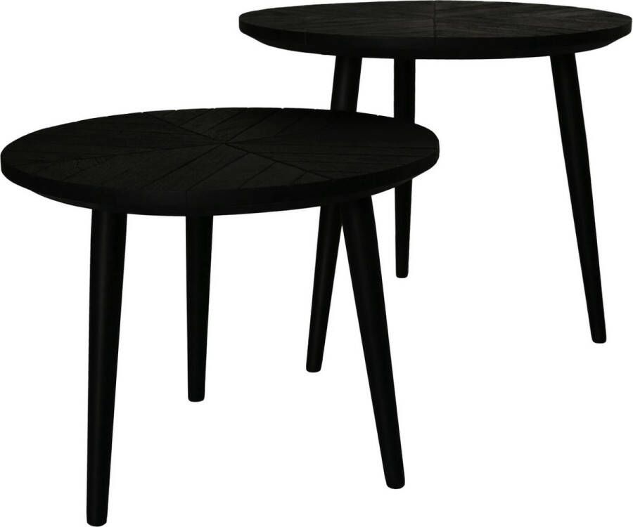 PS-Collection Frye Bijzettafels 60x60x50 50x50x40cm Zwart Hout Metaal bijzettafels bijzettafel buiten bijzet tafel bijzettafel metaal met hout bijzettafel vierkant bijzettafel rond bijzettafel industrieel