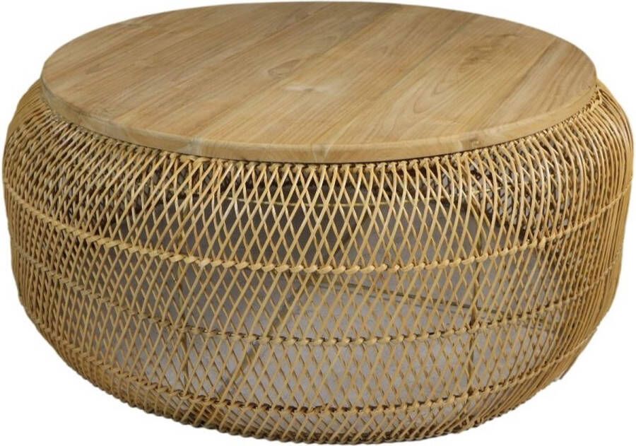 PuurSpirits Hajra Salontafel 80x80x36 cm Bruin Rotan Teak salontafels rond salontafels salontafel zwart salon tafel salontafel rond salontafel industrieel salontafel vierkant salontafel marmer salontafel wit