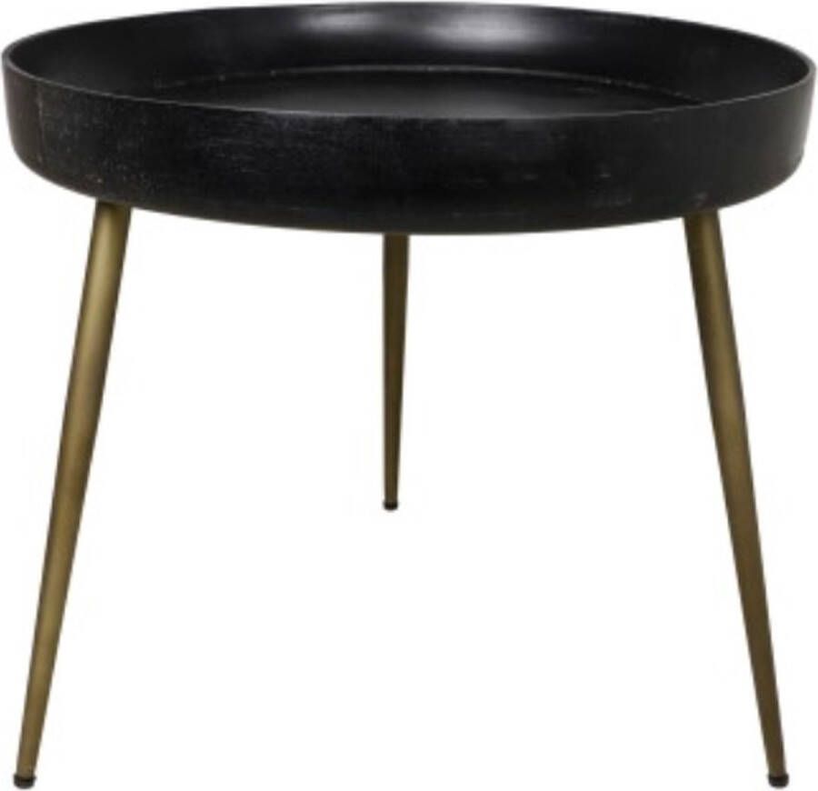 PS-Collection Kitty Bijzettafel ø60cm Zwart Goud Mangohout Metaal bijzettafels bijzettafel buiten bijzet tafel bijzettafel metaal met hout bijzettafel vierkant bijzettafel rond bijzettafel industrieel