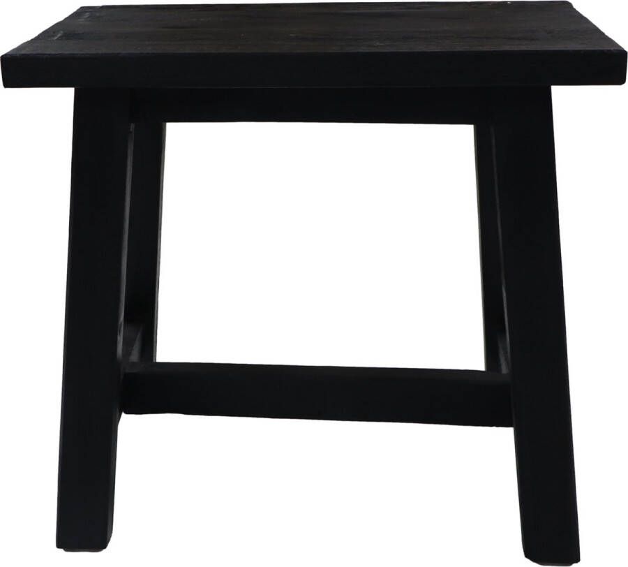 PS-Collection Kruk Brett 50x27x46 cm Zwart Teak krukje hout krukjes om op te zitten krukje badkamer krukjes om op te zitten volwassenen krukje make up tafel kruk krukje houten krukje - Foto 2