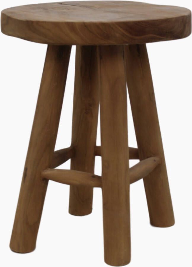 PuurSpirits Kruk Butler ø40x50 cm Bruin Teak krukje hout krukjes om op te zitten krukje badkamer krukjes om op te zitten volwassenen krukje make up tafel kruk krukje houten krukje