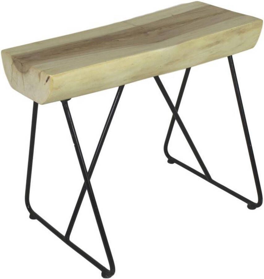 PS-Collection Kruk Kobi 60x45x47 cm Naturel Munggur Metaal krukje hout krukjes om op te zitten krukje badkamer krukjes om op te zitten volwassenen krukje make up tafel kruk krukje houten krukje