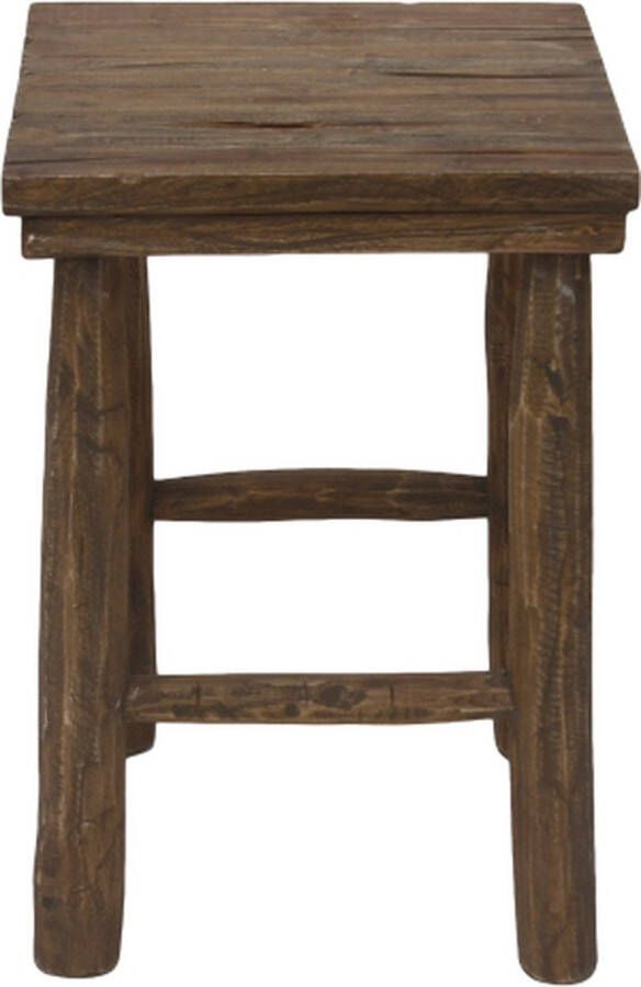 PuurSpirits Kruk Max 30x30x50 cm Bruin Teak krukje hout krukjes om op te zitten krukje badkamer krukjes om op te zitten volwassenen krukje make up tafel kruk krukje houten krukje