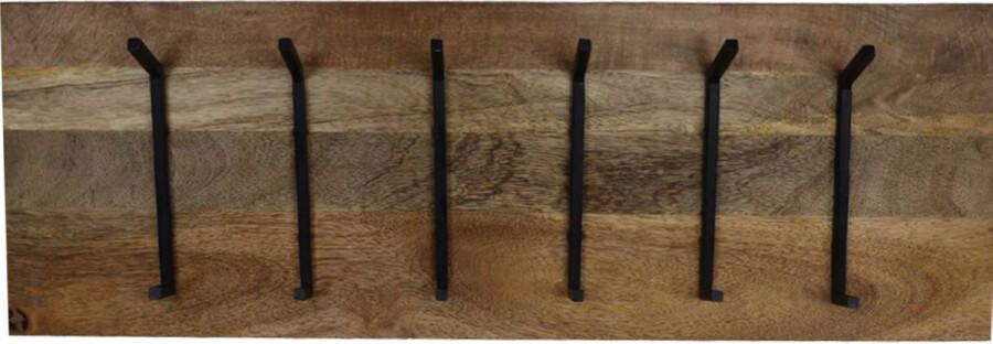 PuurSpirits Magnus Kapstok 90x11x30cm Naturel Zwart Mangohout Metaal wandkapstok kapstokken kapstok wandkapstok kapstok zwart kapstok hangend garderoberek kapstok staand
