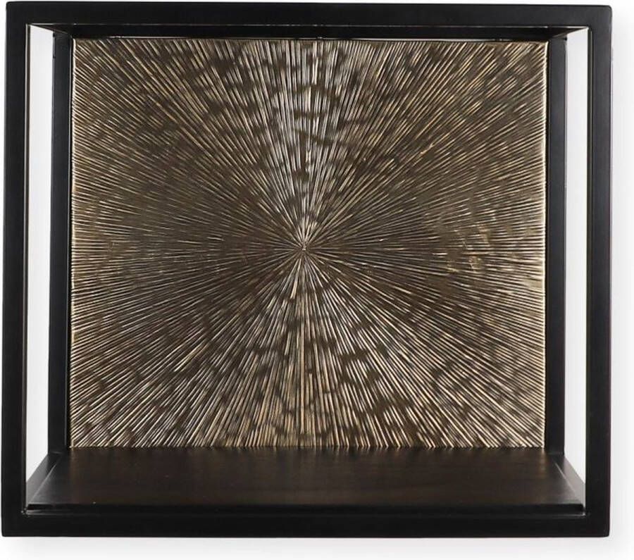 PuurSpirits Noor Wandplank 25x18x25 cm Goud Zwart Aluminium Hout