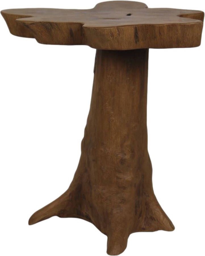 PS-Collection Phoebe Bijzettafel ø50-60x50 cm Naturel Teak bijzettafels bijzettafel buiten bijzet tafel bijzettafel metaal met hout bijzettafel vierkant bijzettafel rond bijzettafel industrieel