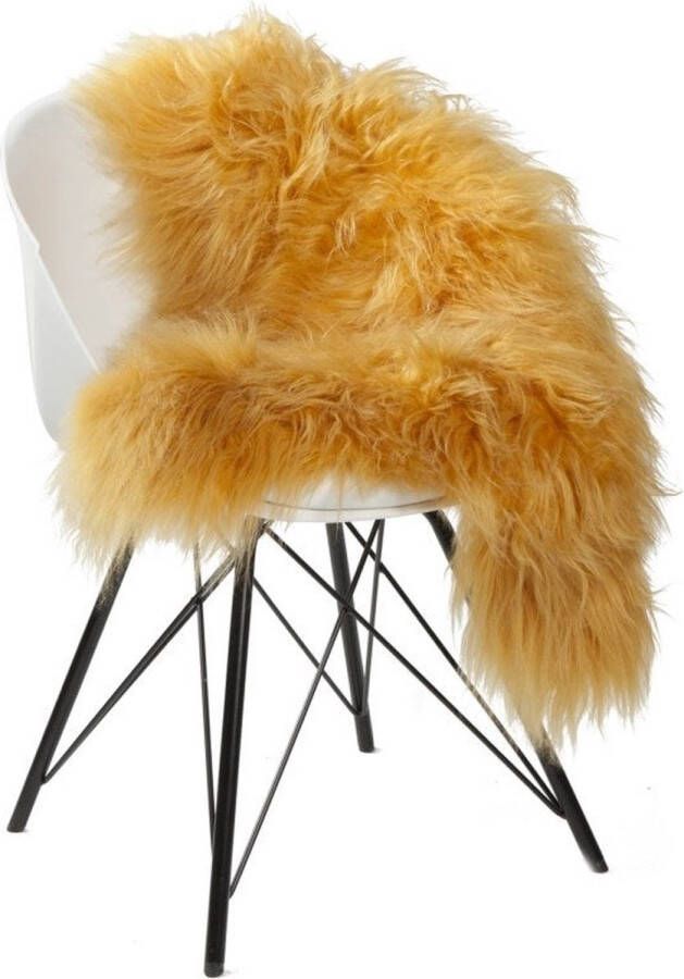 PS-Collection PuurLoom Kleed 100x65cm Geel Schapenvacht vloerkleed rond vloerkleed kinderkamer vloerkleed laagpolig koeienhuid vloerkleed schapenvacht medicinaal schapenvacht ijsland