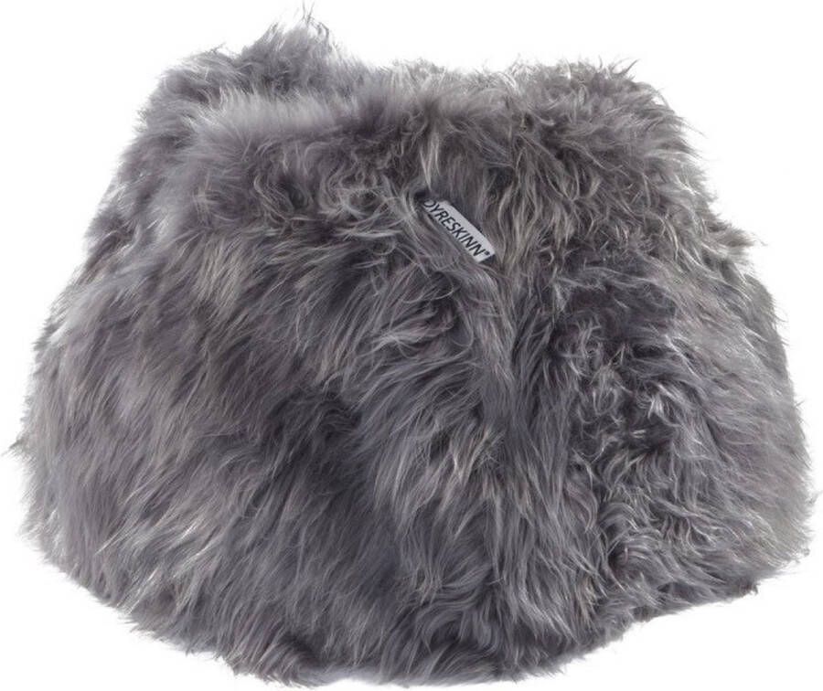 PS-Collection PuurLoom Zitzak 100x100x60cm Grijs Schapenvacht IJslands poef rond velvet zitzak poef rond poef rond grijs poefs rond poef velvet