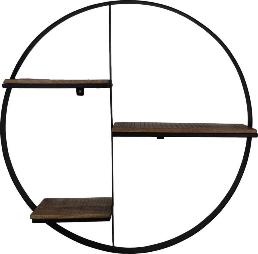 PuurSpirits Regan Wandrek 80x16x80cm Bruin Zwart Hout Metaal wandplank wandrek industrieel wandrek metaal zwart wandrek rond wandrekken wandplank zwevend wandplank hout wandkubus boekenplank
