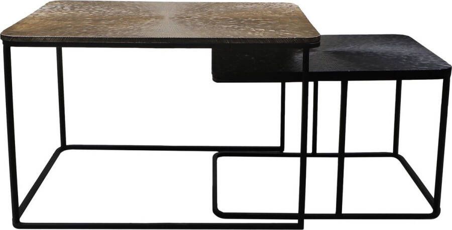 PS-Collection Riya Salontafel Set van 2 70x50x45 55x40x37 cm Goud Zwart Aluminium Metaal salontafels rond salontafels salontafel zwart salon tafel salontafel rond salontafel industrieel salontafel vierkant salontafel marmer salontafel wit