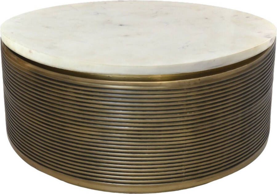 PuurSpirits Sadie Salontafel ø80x40 cm Wit Goud Marmer Metaal salontafels rond salontafels salontafel zwart salon tafel salontafel rond salontafel industrieel salontafel vierkant salontafel marmer salontafel wit