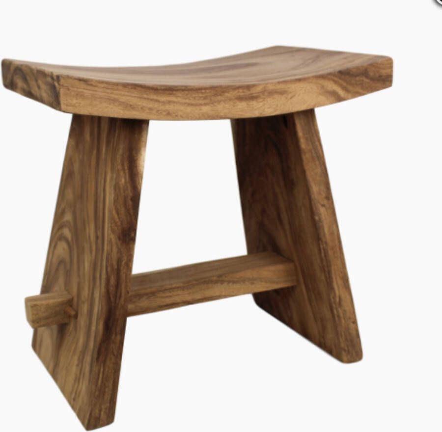 PuurSpirits Samson Kruk 48x30x47 cm Bruin Munggur krukje hout krukjes om op te zitten krukje badkamer krukjes om op te zitten volwassenen krukje make up tafel kruk krukje houten krukje