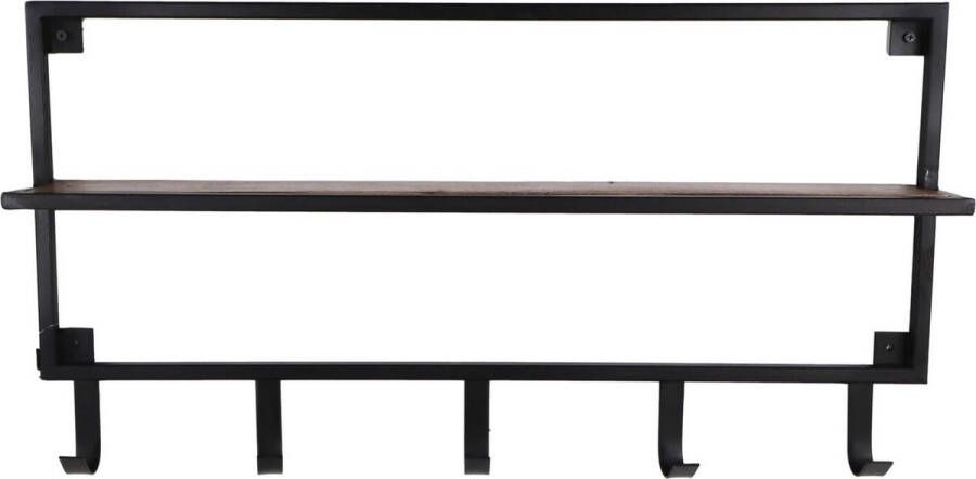 PuurSpirits Taylor Kapstok 36x9x68 cm Naturel Zwart Mangohout IJzer wandkapstok kapstokken kapstok wandkapstok kapstok zwart kapstok hangend garderoberek kapstok staand
