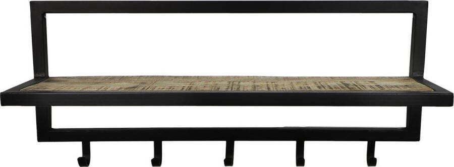PuurSpirits Taylor Kapstok 66x17x28cm Bruin Zwart Hout Metaal wandkapstok kapstokken kapstok wandkapstok kapstok zwart kapstok hangend garderoberek kapstok staand - Foto 2