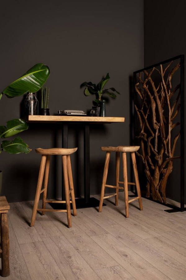 PuurSpirits Tyler Barkruk 42x36x75 cm Bruin Munggur krukje hout krukjes om op te zitten krukje badkamer krukjes om op te zitten volwassenen krukje make up tafel kruk krukje houten krukje