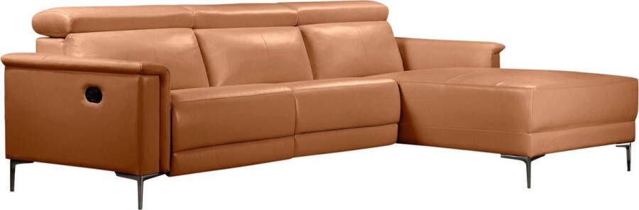 PU Wood Metal Plastic Lund 3-zitsbank met 1 handmatige relaxfauteuil in cognac PU