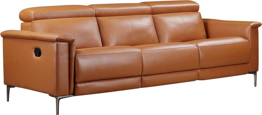 PU Wood Metal Plastic Lund 3-zitsbank met 2 handbediende fauteuils in cognac PU