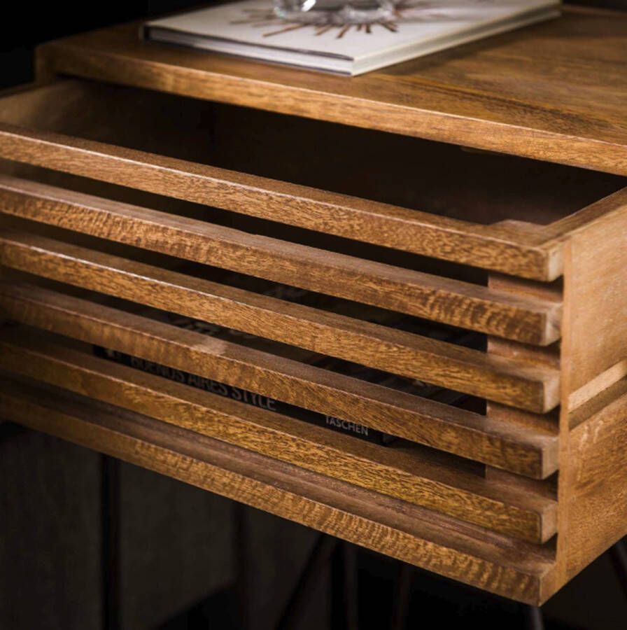 PW-Collection DePauwWonen 1L Tweak Nachtkastje LxBxH = 45 x 30 x 60cm Nachtkastjes Slaapkamer Bijzettafel Sidetable Industrieel Bruin; Zwart