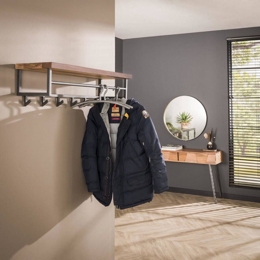 PW-Collection DePauwWonen Kapstok Darlene 6 haken Hangkapstok Kapstok Haken Hangend Industrieel Wandkapstok Metaal IJzer Hout - Foto 2