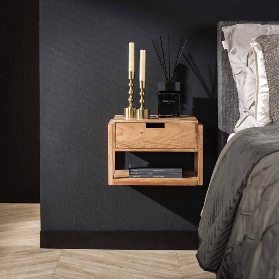 PW-Collection DePauwWonen Nachtkastje Float Nachtkastjes Slaapkamer Bijzettafel Modern Sidetable Industrieel Hout
