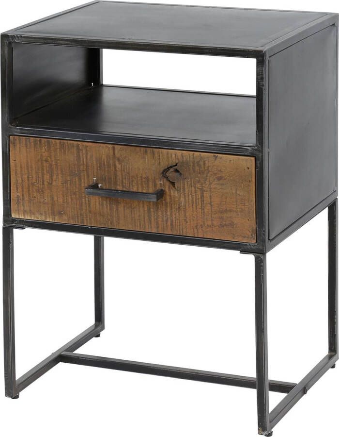 PW-Collection DePauwWonen Nachtkastje Lordis Nachtkastjes Slaapkamer Bijzettafel Modern Sidetable Industrieel Metaal IJzer Hout - Foto 3
