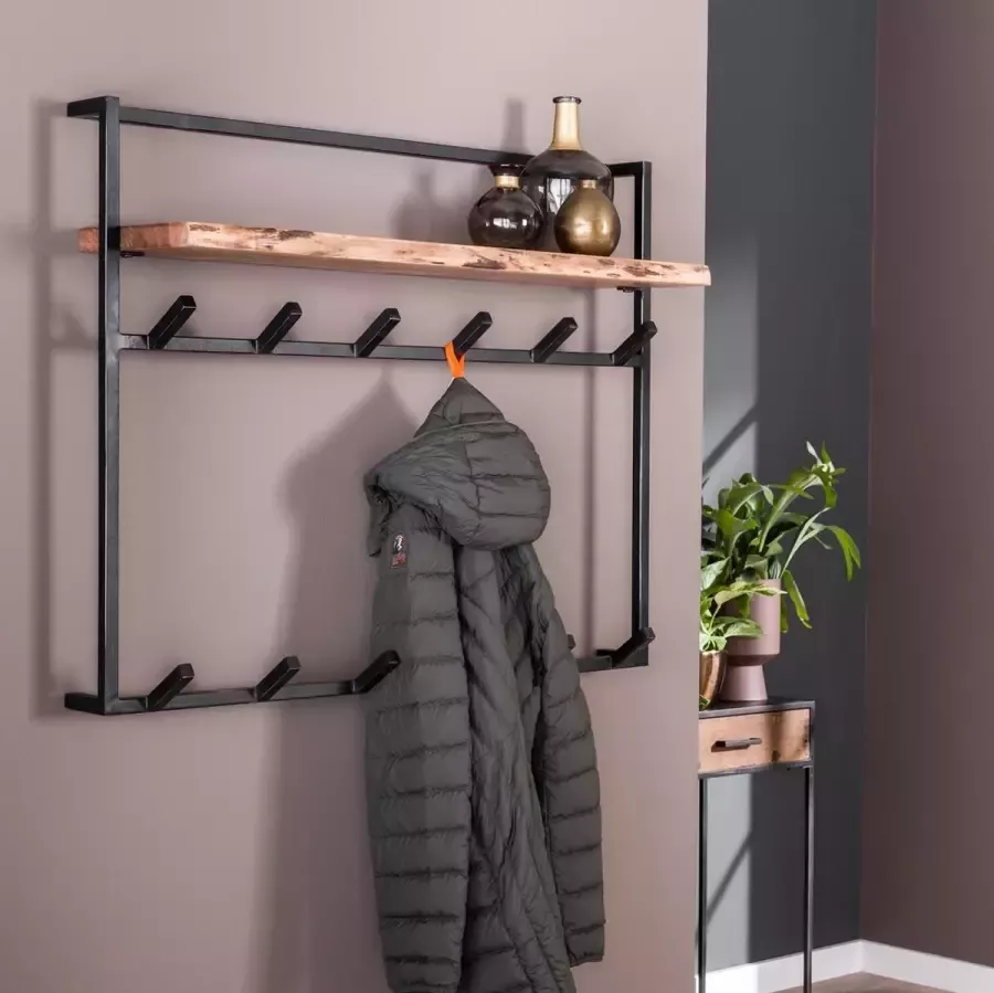 PW-Collection DePauwWonen Air solid 12 haken Kapstok LxBxH = 100 x 30 x 80cm Bruin Hangkapstok Kapstok Haken Hangend Industrieel Wandkapstok