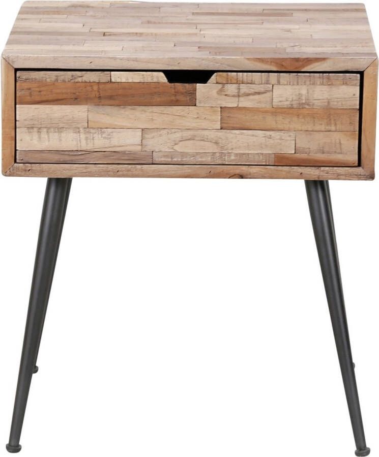 PW-Collection DePauwWonen Nachtkastje Brendan Nachtkastjes Slaapkamer Bijzettafel Modern Sidetable Industrieel Metaal IJzer Hout - Foto 2