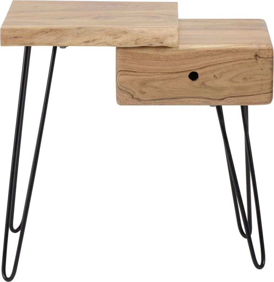 PW-Collection DePauwWonen Nachtkastje Yuno in 2 uitvoeringen verkrijgbaar Nachtkastjes Slaapkamer Bijzettafel Modern Sidetable Industrieel Metaal IJzer Hout - Foto 1