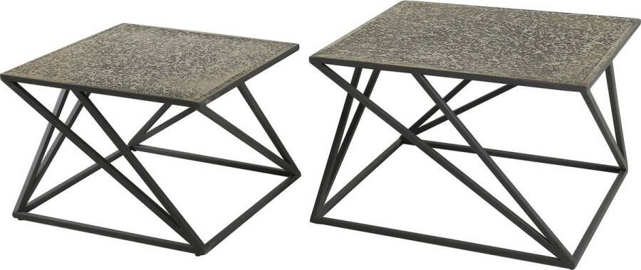 PW-Collection DePauwWonen Salontafel Set Goldie Cross 2 stuks Salontafels Woonkamer Bijzettafel Salon Tafel Industrieel Metaal IJzer - Foto 2