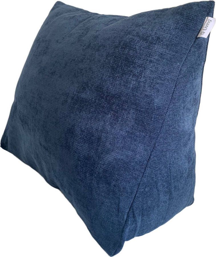Q-Living Leeskussen Bookseat Lekker Lui Lezen Meditatiekussen Leeskussen Voor In Bed Onderrug Ondersteuning Ontspanningskussen Relaxkussen Zitkussen Katoen Blauw