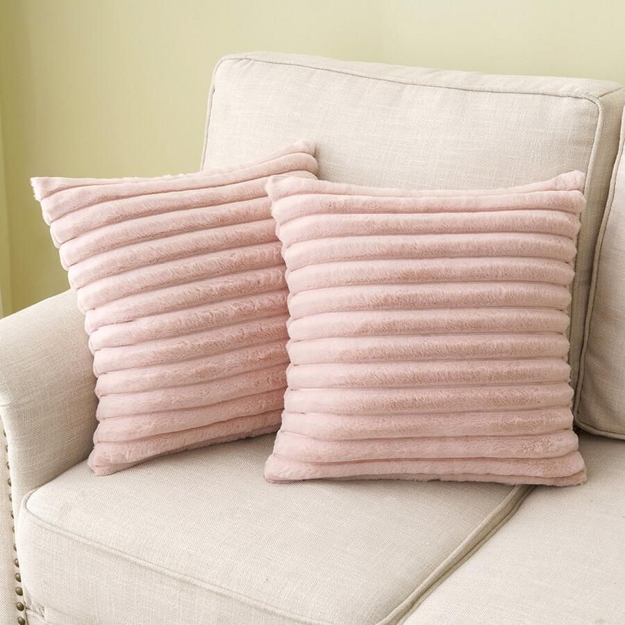 Qelus 1 stuk Roze Vierkante Kussenhoes 45x45 cm Fluffy Pluche met Konijnenbont-look Superzacht Eco-vriendelijk met Onzichtbare Rits Decoratief voor Bank & Sofa
