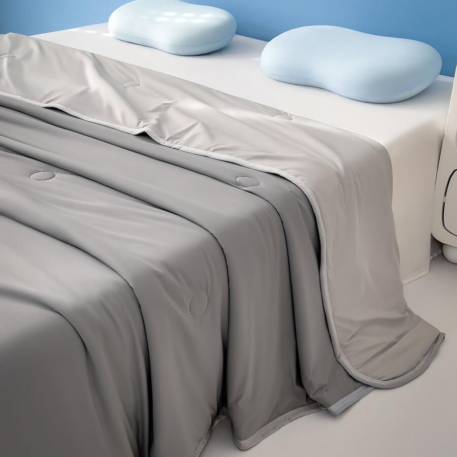Qelus Dubbelzijdig Koeldeken 150x200cm Verkoelende Fiber Zomerdeken voor Bed & Bank Superzacht Ademend Textiel Verkoelende Deken Grijs