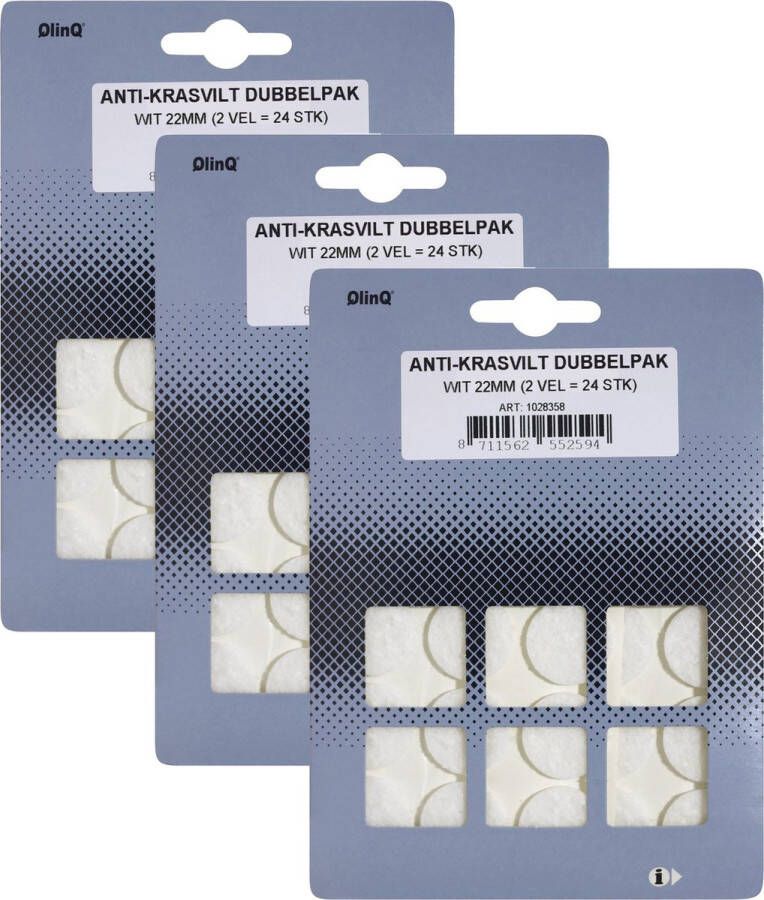 Qlinq Anti-krasvilt 72x wit 22 mm rond zelfklevend meubel beschermvilt