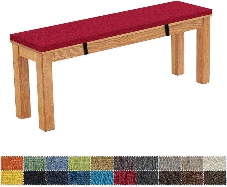 QPFO Bankkussen 80x35x5 cm Afneembaar Wasbaar Dubbel Antislip Elastisch Zitkussen Tuinbank Schommel Terras Binnenbank Wijnrood