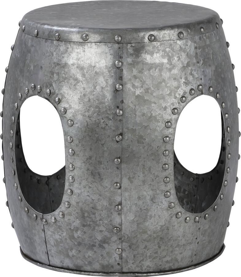 QPFO Bijzettafel rond Ø38x43 cm Zilveren metalen salontafel Moderne design bijzettafel voor woonkamer