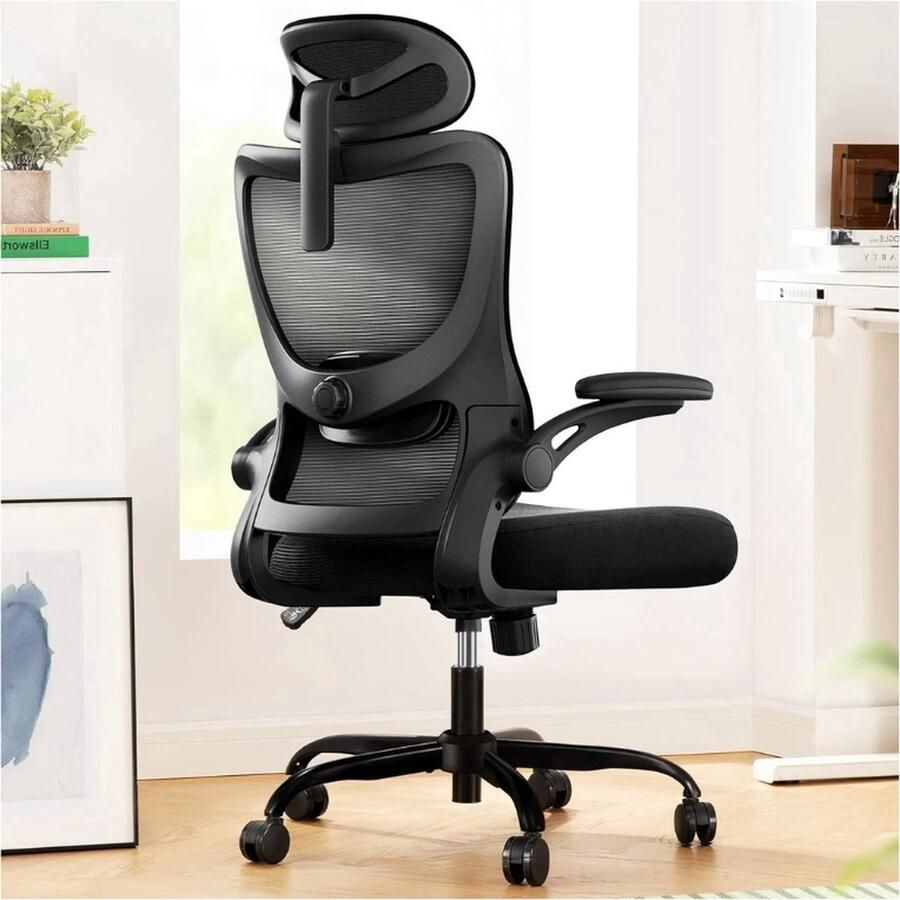 QPFO Ergonomische Bureaustoel – Verstelbare Office en Gaming Chair – Comfortabele Werkstoel voor Volwassenen – Zwart