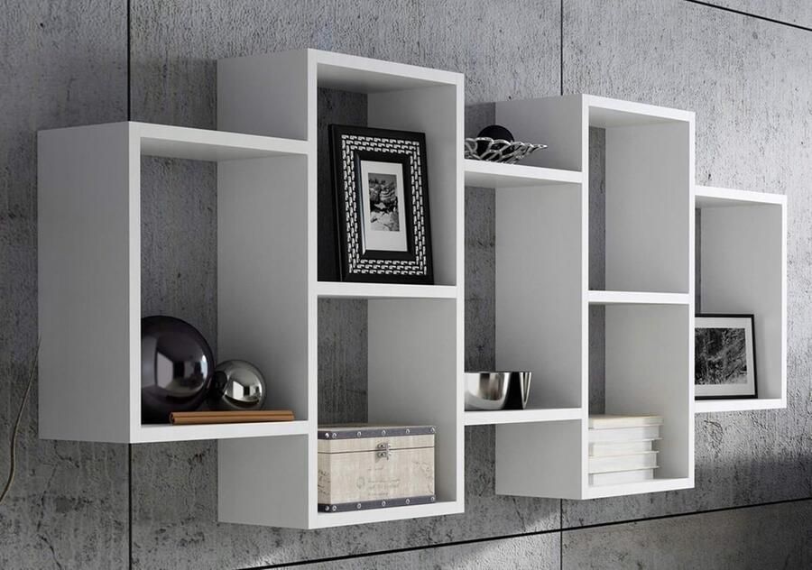 QPFO Moderne wandplank 147x65x21 cm gelamineerde meubelplaat 18 mm max. 20 kg draagvermogen wit