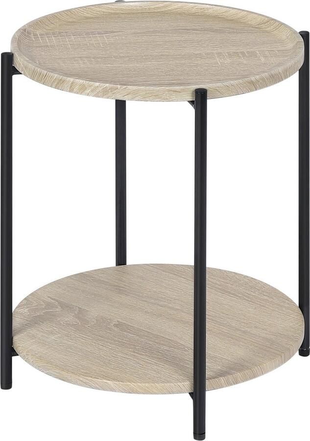 QPFO Salontafel Rond – Bijzettafel – Koffietafel – Banktafeltje – Houtlook Lichtbruin